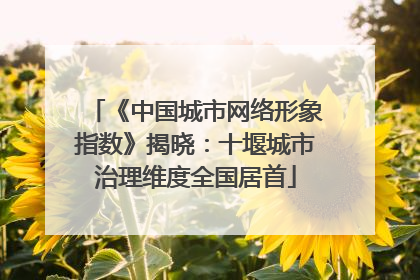 《中国城市网络形象指数》揭晓：十堰城市治理维度全国居首
