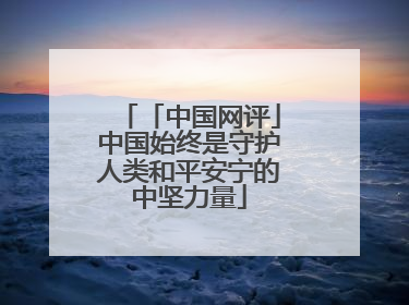 「中国网评」中国始终是守护人类和平安宁的中坚力量