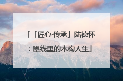 「匠心·传承」陆德怀：墨线里的木构人生