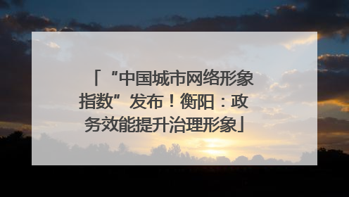 “中国城市网络形象指数”发布！衡阳：政务效能提升治理形象
