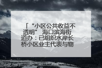 “小区公共收益不透明” 海口滨海街道办：已组织水岸长桥小区业主代表与物业进行座谈