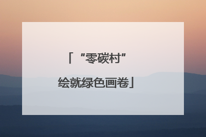 “零碳村” 绘就绿色画卷
