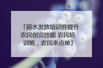 丽水发放培训券提升农民创富技能 农民培训班，农民来点单