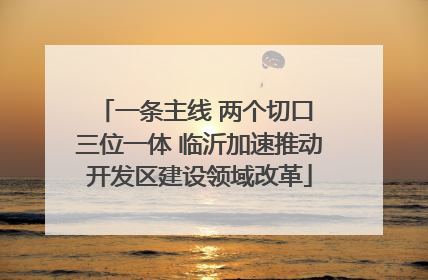 一条主线 两个切口 三位一体 临沂加速推动开发区建设领域改革