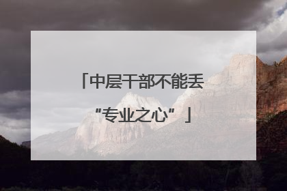 中层干部不能丢“专业之心”