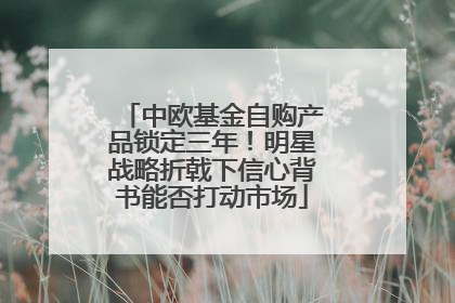 中欧基金自购产品锁定三年！明星战略折戟下信心背书能否打动市场