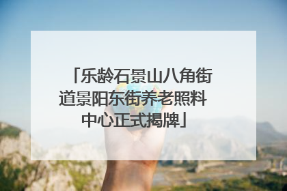 乐龄石景山八角街道景阳东街养老照料中心正式揭牌
