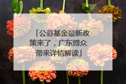 公募基金最新政策来了，广东博众带来详情解读