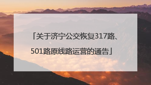 关于济宁公交恢复317路、501路原线路运营的通告