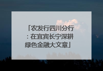 农发行四川分行：在宜宾长宁深耕绿色金融大文章