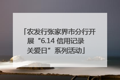 农发行张家界市分行开展“6.14 信用记录关爱日”系列活动