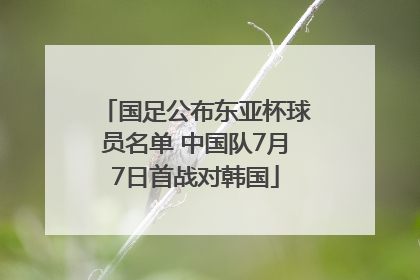 国足公布东亚杯球员名单 中国队7月7日首战对韩国