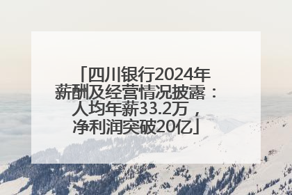 四川银行2024年薪酬及经营情况披露：人均年薪33.2万，净利润突破20亿