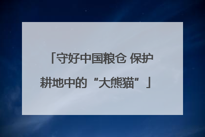 守好中国粮仓 保护耕地中的“大熊猫”