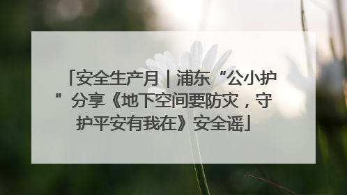 安全生产月｜浦东“公小护”分享《地下空间要防灾，守护平安有我在》安全谣