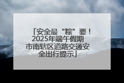 安全最“粽”要！2025年端午假期市南辖区道路交通安全出行提示
