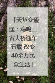 天堑变通途：鸡鸣三省大桥通车五载 改变40余万民众生活