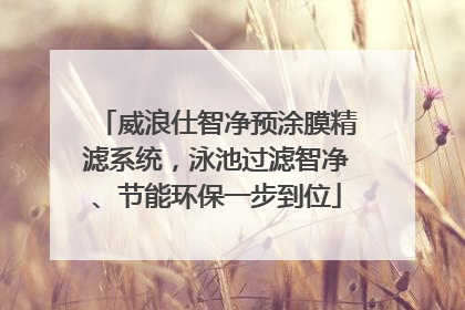威浪仕智净预涂膜精滤系统，泳池过滤智净、节能环保一步到位