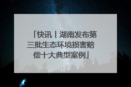 快讯丨湖南发布第三批生态环境损害赔偿十大典型案例