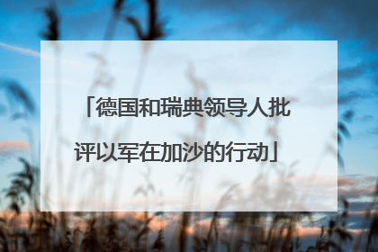 德国和瑞典领导人批评以军在加沙的行动