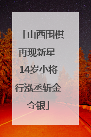 山西围棋再现新星 14岁小将行泓丞斩金夺银
