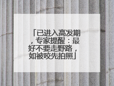 已进入高发期，专家提醒：最好不要走野路，如被咬先拍照