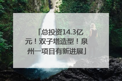 总投资14.3亿元！双子塔造型！泉州一项目有新进展