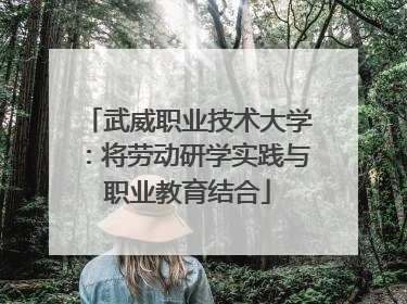 武威职业技术大学：将劳动研学实践与职业教育结合