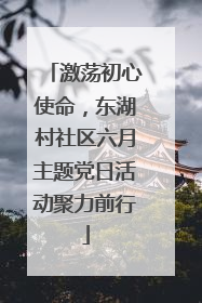 激荡初心使命，东湖村社区六月主题党日活动聚力前行