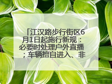 江汉路步行街区6月1日起施行新规：必要时处理户外直播；车辆擅自进入、非机动车任意停放的，依法处理