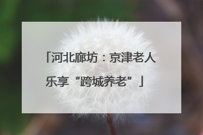 河北廊坊：京津老人乐享“跨城养老”