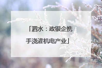 泗水：政银企携手浇灌机电产业