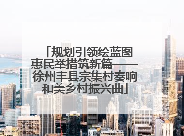 规划引领绘蓝图 惠民举措筑新篇——徐州丰县宗集村奏响和美乡村振兴曲