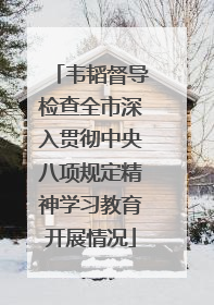 韦韬督导检查全市深入贯彻中央八项规定精神学习教育开展情况