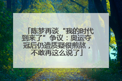 陈梦再谈“我的时代到来了”争议：奥运夺冠后仍遭质疑很煎熬，不敢再这么说了