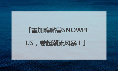 雪加鸭嘴兽SNOWPLUS，卷起潮流风暴！