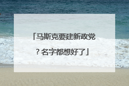 马斯克要建新政党？名字都想好了