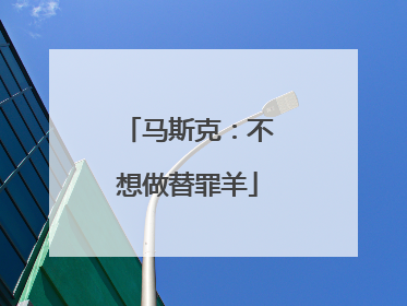 马斯克：不想做替罪羊