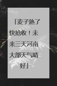 麦子熟了快抢收！未来三天河南大部天气晴好