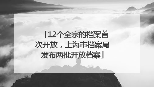 12个全宗的档案首次开放，上海市档案局发布两批开放档案