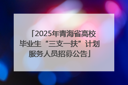 2025年青海省高校毕业生“三支一扶”计划服务人员招募公告