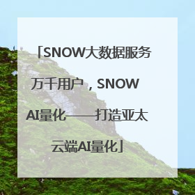 SNOW大数据服务万千用户，SNOW AI量化——打造亚太云端AI量化